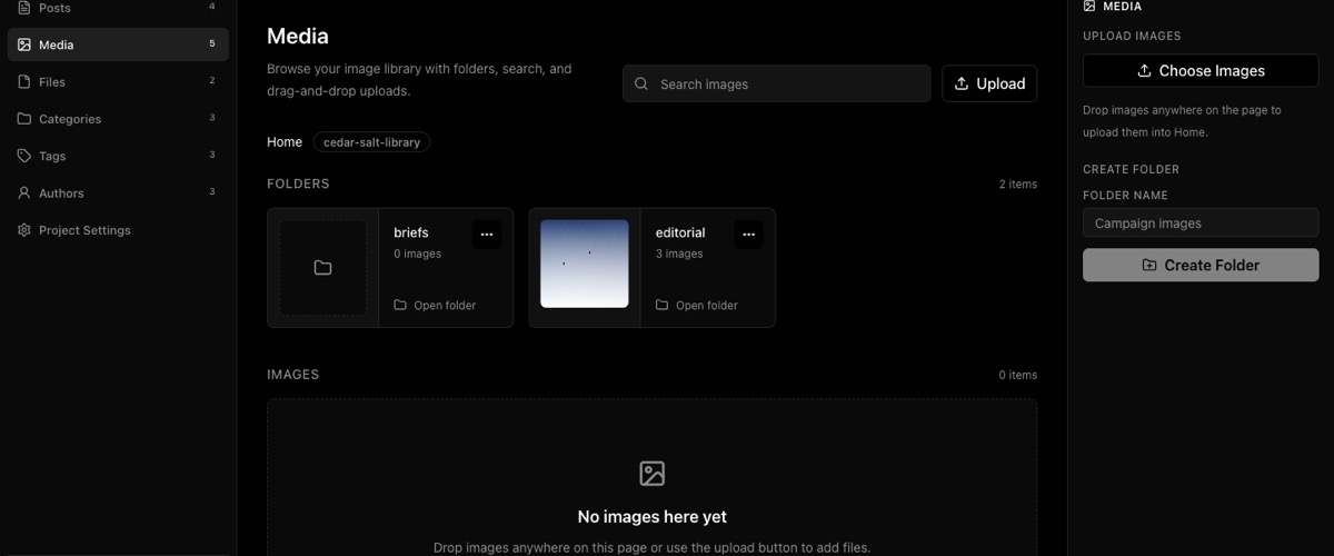 Manage media and files screenshot